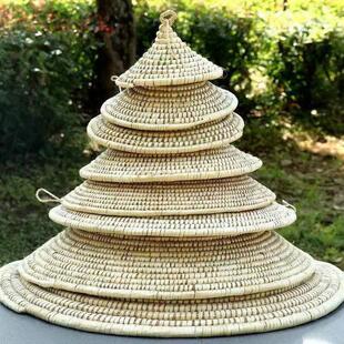 纯手工云南十八怪草帽当锅盖石锅柴火灶蒸汽草锅盖尖顶酒缸盖灯罩