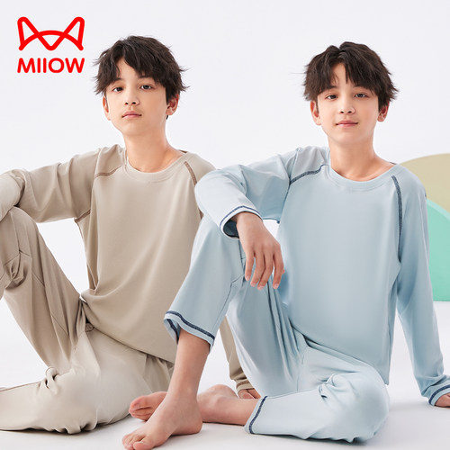 猫人男童睡衣纯棉春秋款