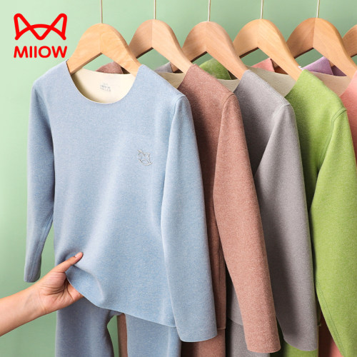 儿童德绒内衣套装猫人保暖秋冬季