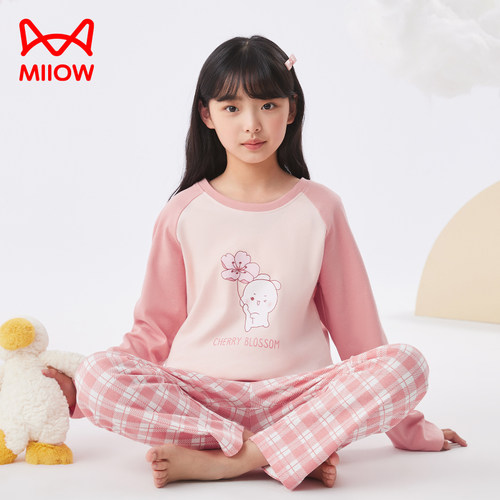 【2025新款】女童纯棉睡衣猫人