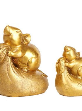 铜老鼠 布袋鼠摆件金钱鼠工艺品家居 铜钱袋鼠