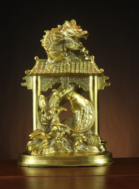 全铜鱼龙门 鱼跃龙门摆件 铜鱼摆件家居店铜鱼摆件工艺品批发