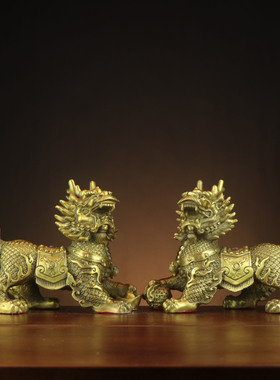 铜麒麟 祥瑞麒麟 八宝麒麟 家居办公室铜摆件