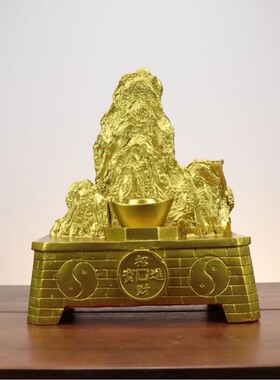 黄铜开运金山泰山石敢当八卦家居摆件补角金属装饰工艺品