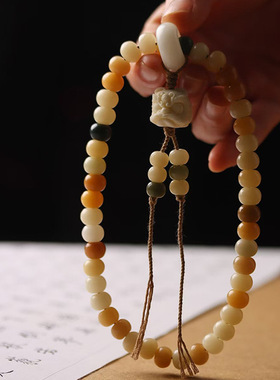 小醒狮款风化菩提根苹果珠DIY手链厂家批发规格7×9男女文玩念珠