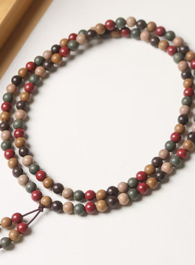 五彩款DIY五行合香珠手链装饰厂家批发规格0.6 0.8 男女文玩念珠