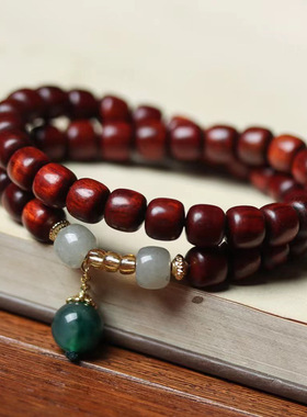 绿意款赞比亚小叶紫檀老型珠DIY手链厂批发规格7×8男女首饰念珠