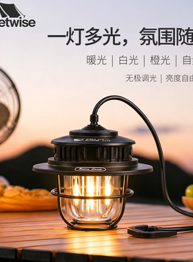 户外松果露营灯帐篷氛围灯营地小夜灯防水复古超长续航蓝调拍照