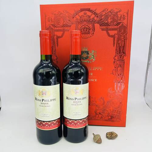 法国原装罗斯菲利普荣耀干红葡萄酒Ross PHILIPPE 750mlX2礼盒