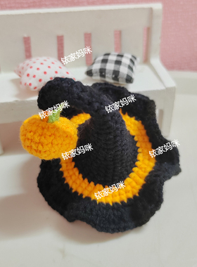 手工编织毛线女巫南瓜帽发夹成品