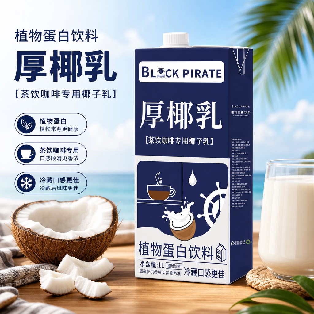 黑海盗椰浆原料奶茶咖啡店家用图片