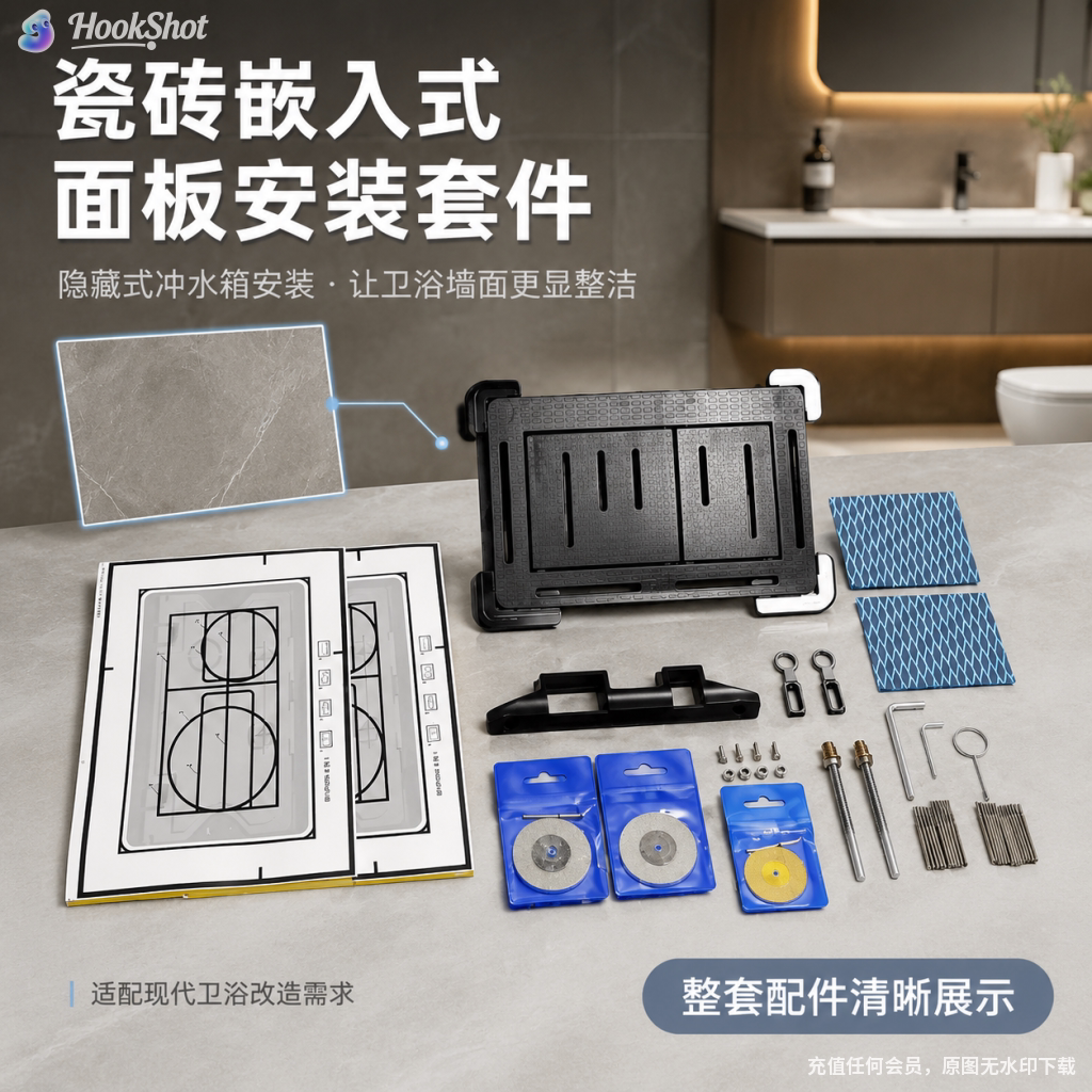 隐藏式卫浴水箱瓷砖面板安装套件