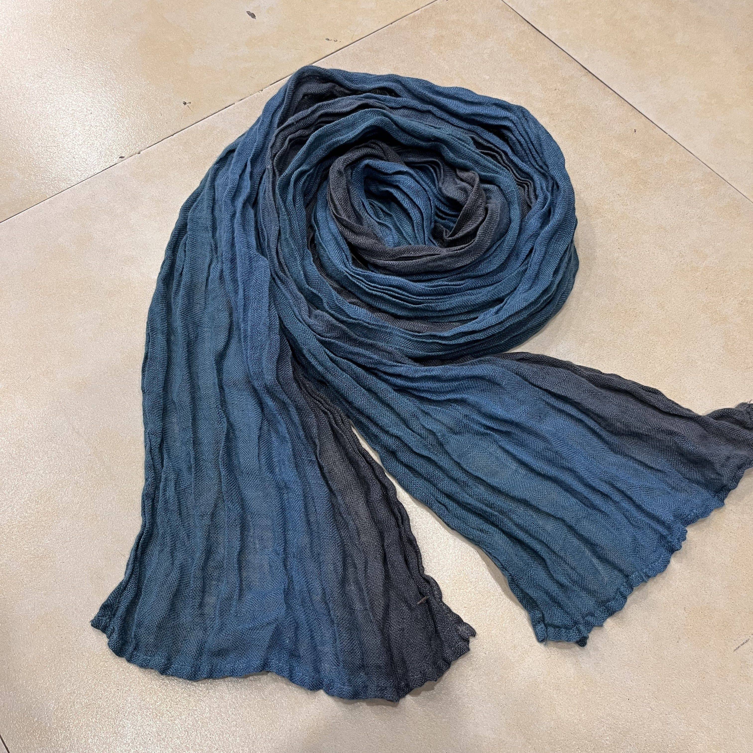 高品质亚麻围巾2025春季新款渐变色文艺长款百搭围脖时尚休闲披肩