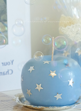 《梦核苹果》蓝色元素香薰蜡烛礼盒女生生日礼物实用精致礼物摆件