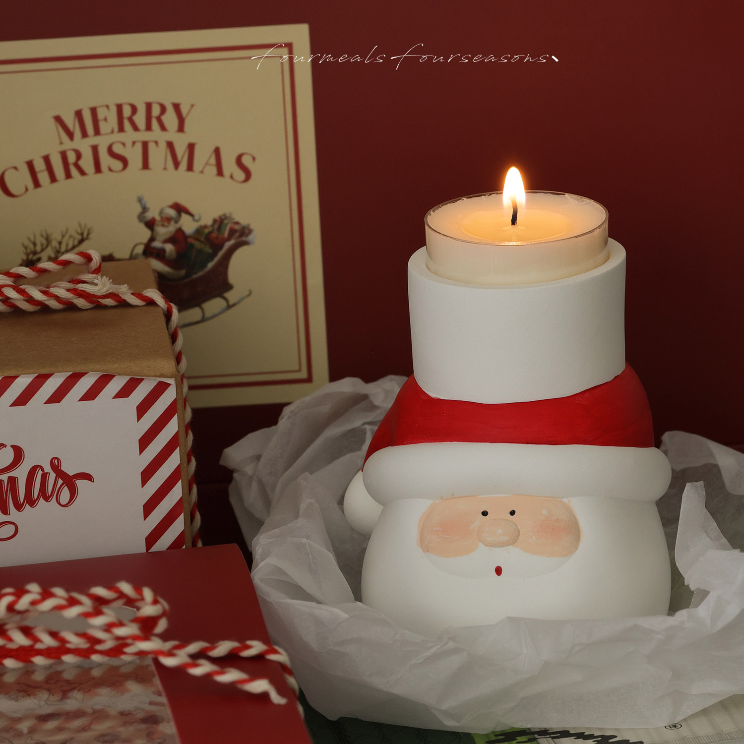 《100个圣诞老人》烛台香薰蜡烛试香茶蜡礼盒交换礼物伴手礼节日