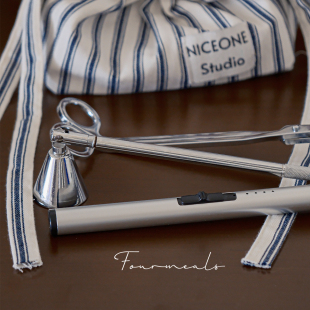 蜡烛工具烛芯剪灭火铃铛罩usb充电点火器 点香薰套装 喜欢银色