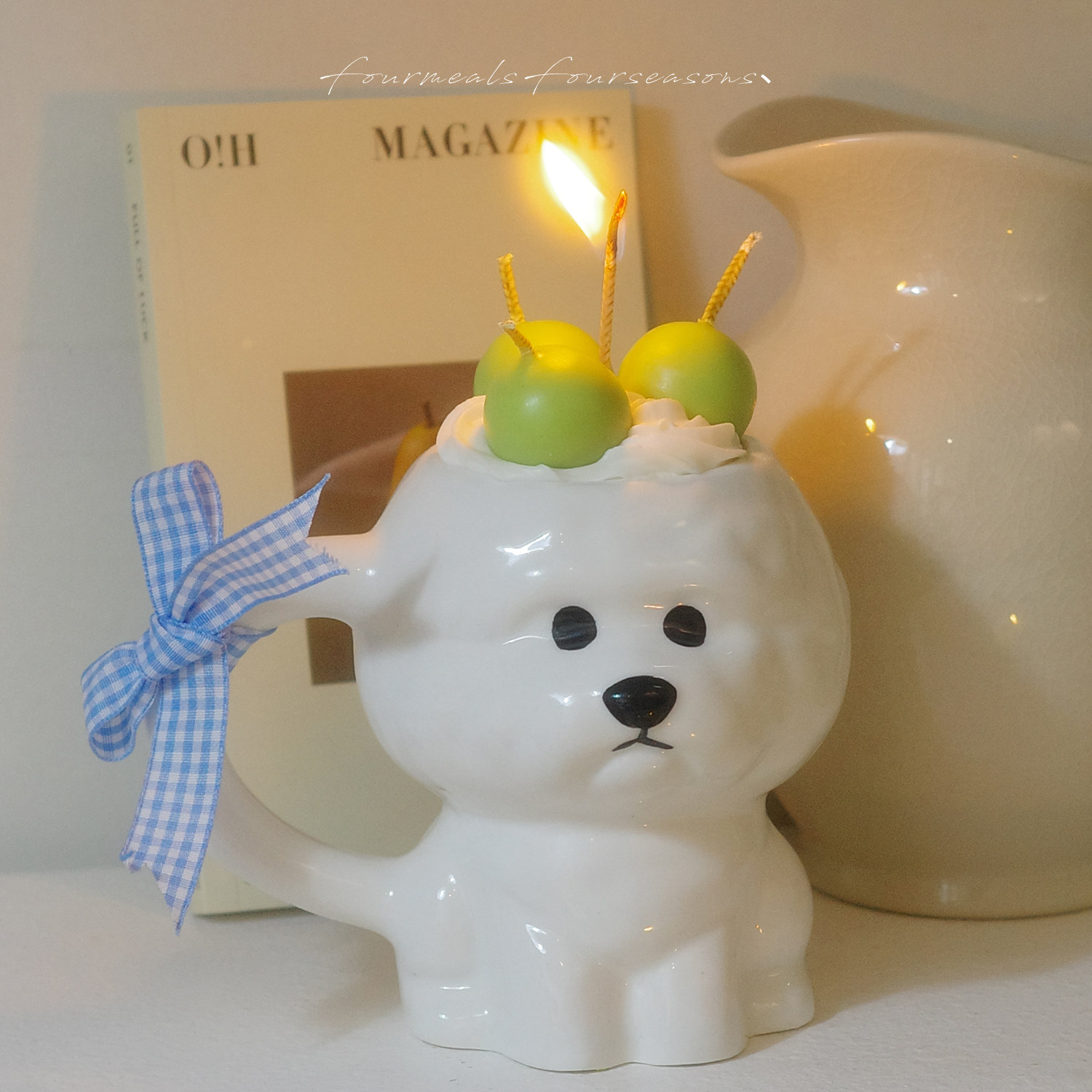 《潦草小比熊》冰淇淋葡萄香薰蜡烛小狗礼物可爱生日礼盒女生送礼