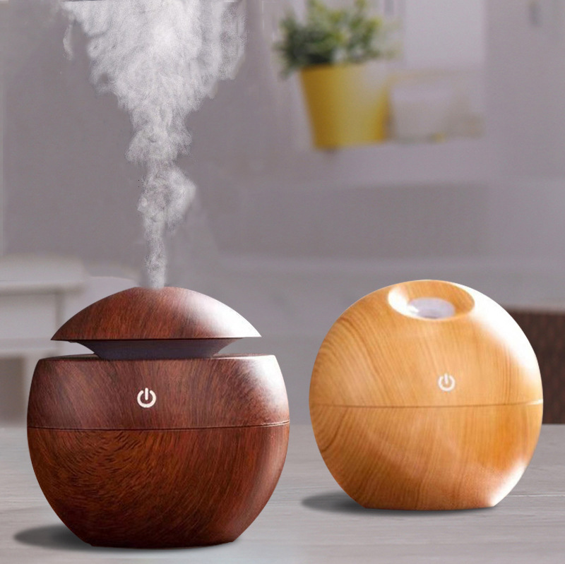 USB木纹圆形加湿器 蘑菇七彩air humidifier小型定制LOGO礼品礼物