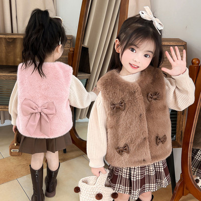 新女童毛毛马甲保暖背心加绒坎肩