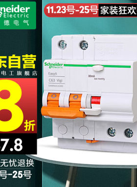 施耐德（Schneider）空气开关（A型）漏电保护器E9系列2P空开家用