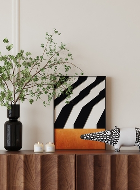 黑白轻奢高档入户玄关鞋柜摆件