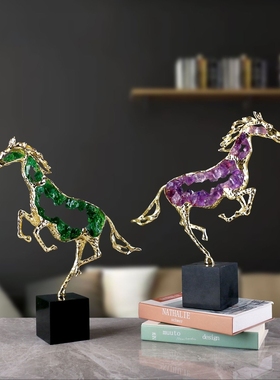 轻奢水晶马到成功玄关摆件开业礼