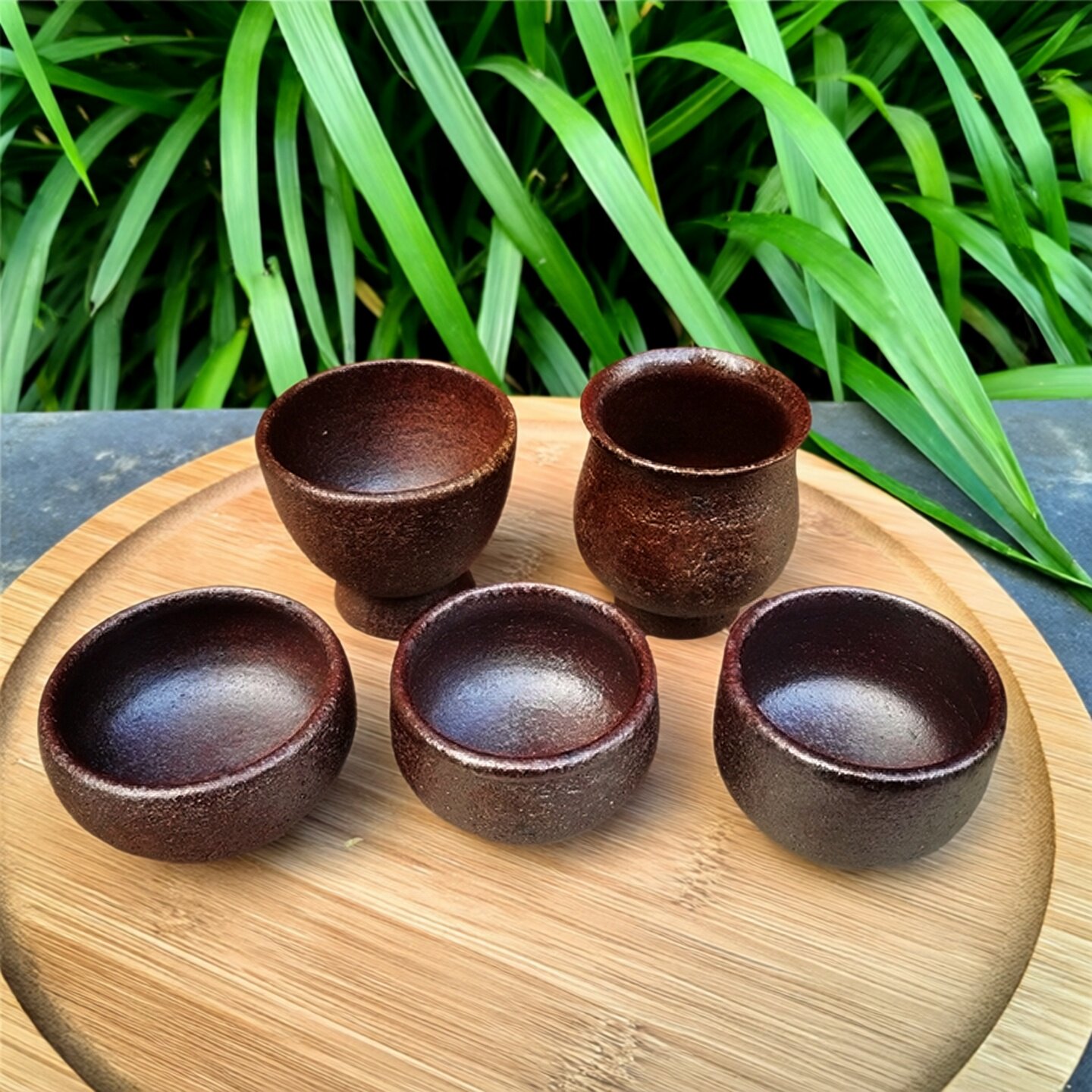 云南粗陶茶杯土陶茶具全手工全松木柴烧老岩泥无釉品茗杯素坯裸烧