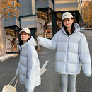 新90白鸭绒羽绒服女短款带帽休闲宽松小个子面包服学生情侣款外套