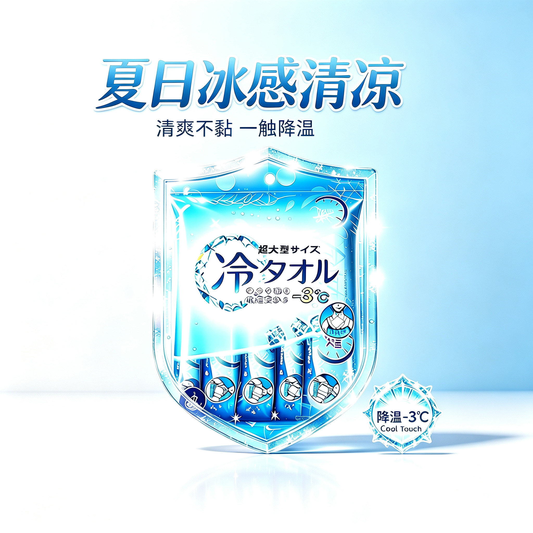 夏季降温冰感运动止汗降温湿巾