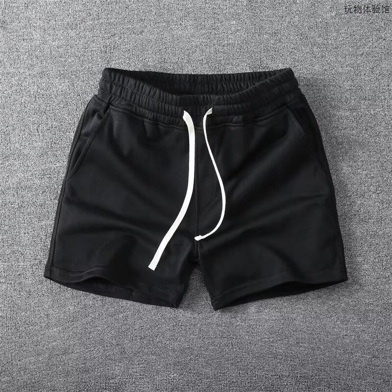 夏季纯棉运动三分裤男潮牌休闲居家健身跑步松紧系绳外穿4分短裤