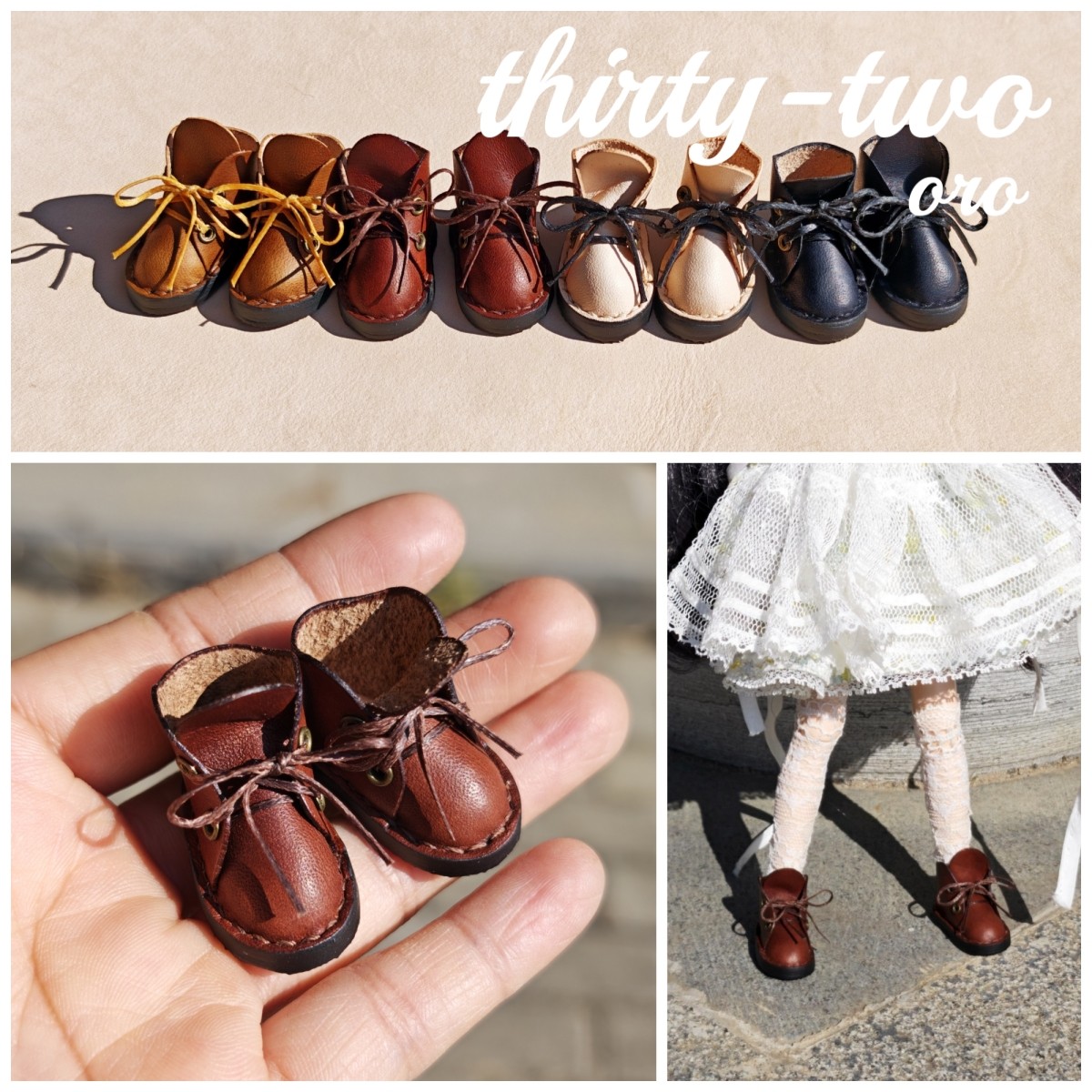 三十二家6分BJD娃鞋 OB24小布blythe玩偶鞋子定制头层牛皮工装靴