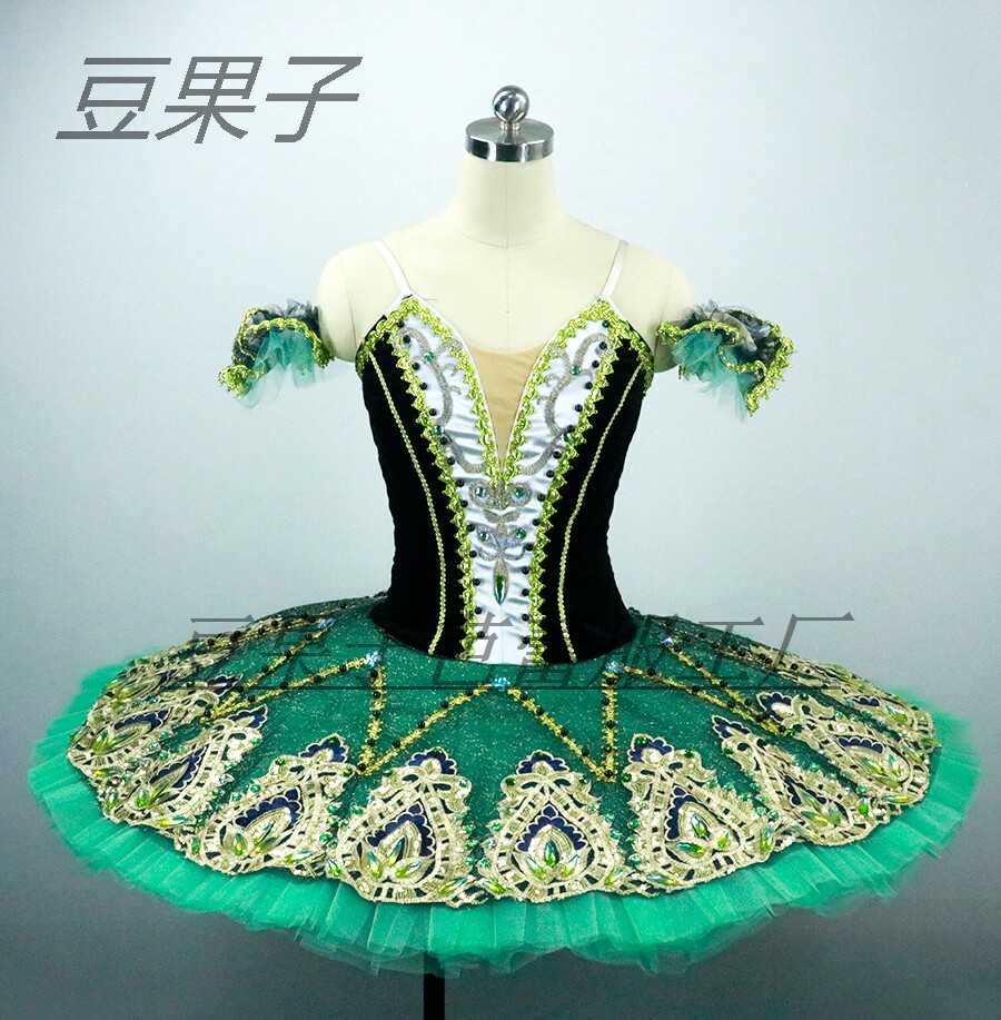 绿色芭蕾舞纱裙舞蹈艾丝美拉达演出服女童蓬蓬裙练功tutu裙硬网纱