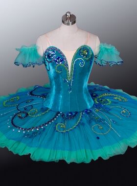 绿色芭蕾tutu考级演出服tutu裙艾丝米拉达蓬蓬裙儿童纱裙练习服