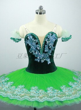 绿色 芭蕾tutu成人蓬蓬裙团体比赛表演服儿童纱裙春天的小草定制
