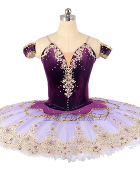 紫色芭蕾TUTU蓬蓬裙艾丝美拉达成人儿童分体2件式表演服演出服GDC