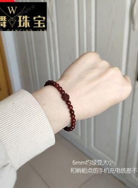 织舞A.印度香木极细小珠手链简单精致单圈男女学生情侣手串的紫檀