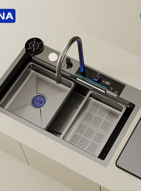 加拿（GANA）G9水槽大单槽304不锈钢厨房家用洗菜盆洗碗池飞雨带