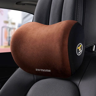 新款 车枕头靠枕车用头枕记忆棉日珥咖 皮质汽车乳胶头枕护颈枕四季
