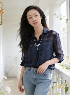 韩国春季新款时尚百搭宽松显瘦长袖衬衫女设计感上衣
