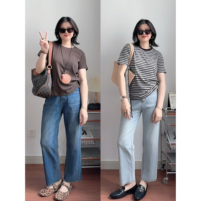 薄款品质神裤四面弹力毛边显瘦高腰烟管裤女直筒九分牛仔裤法棍裤