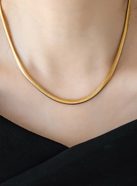 蛇骨链钛钢项链女不掉色金色项链素链颈链锁骨链日常百搭毛衣项链