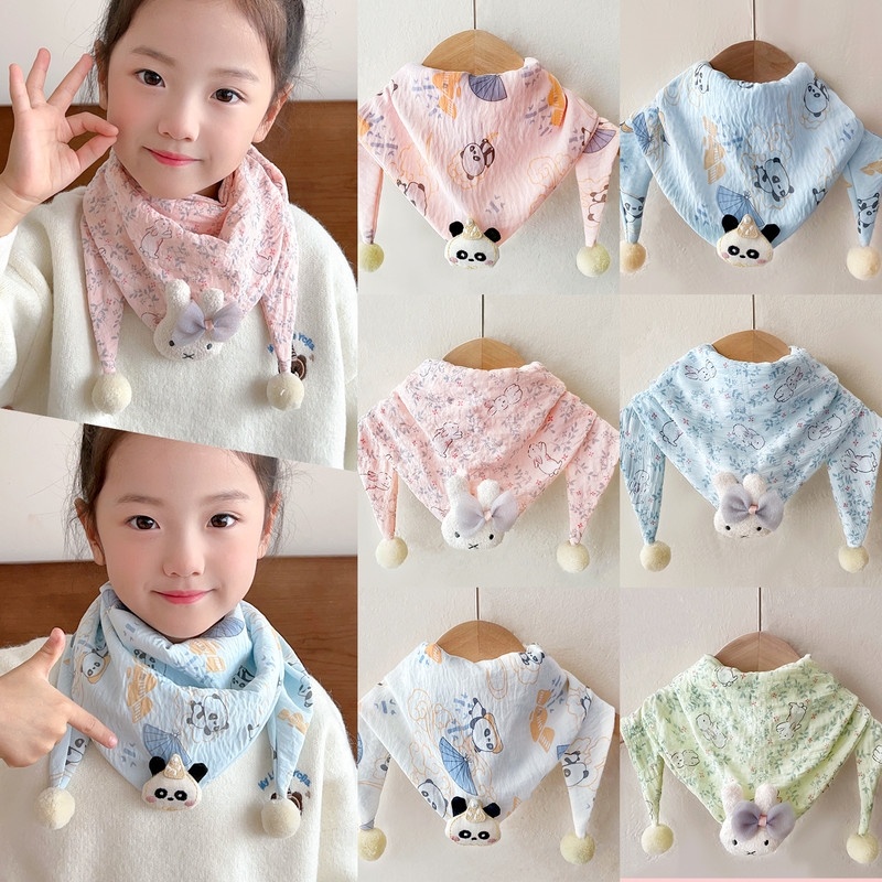 韩系儿童围巾宝宝纯棉亲肤婴儿围脖冬季新款保暖口水巾女童三角巾