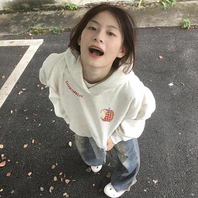 纯棉灰色连帽卫衣女款202