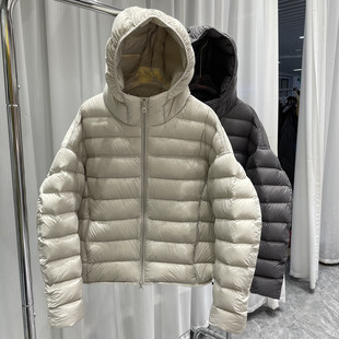 90白鸭绒泡芙排骨羽绒服女短款2025冬季新款连帽小个子龟背外套厚
