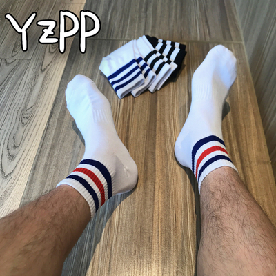 双装学院风三条杠中长筒ins袜子