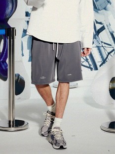 ANB2023春夏 / 拼接面料设计松紧腰头抽绳运动短裤（炭灰/墨绿）