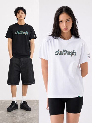 混彩水钻轻奢高级纯棉男女同款圆领潮休闲宽松短袖 ChillHigh秋高