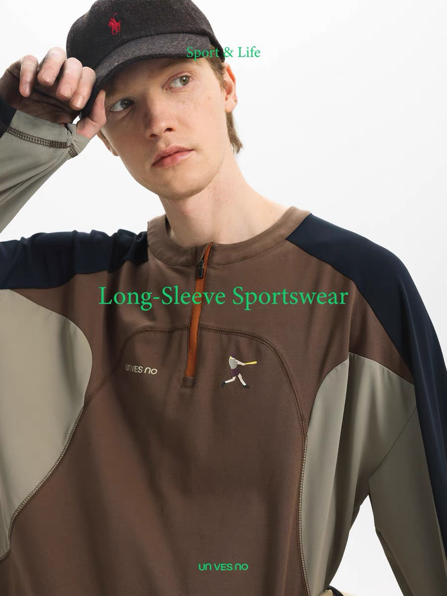 Unvesno(UN)25春夏sport&life防晒50+速干凉感撞色运动训练服长袖