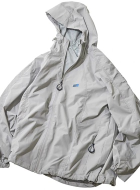 SURGE 灰白色特氟龙防风防泼水骑行户外冲锋连帽风衣外套