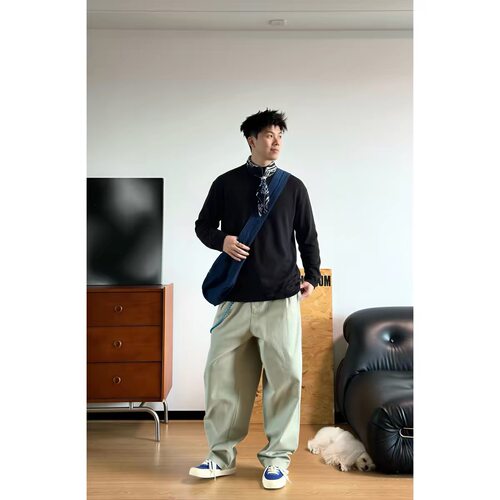 OBSERVER SSA 半高领宽松舒适重磅纯色基础打底长袖tee